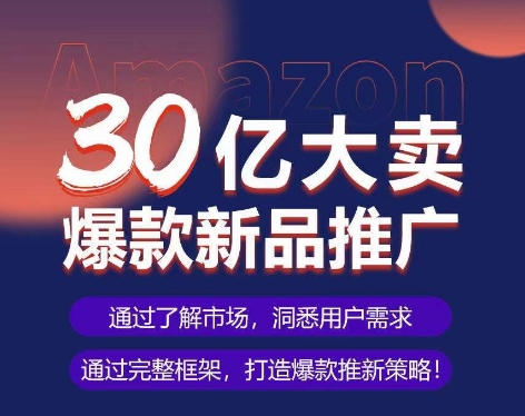 亚马逊30亿大卖爆款新品推广，可复制、全程案例实操的爆款推新SOP