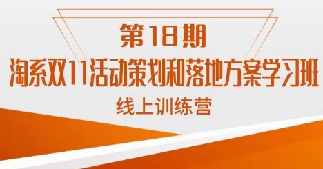 南掌柜淘系双11活动策划和落地方案线上课18期