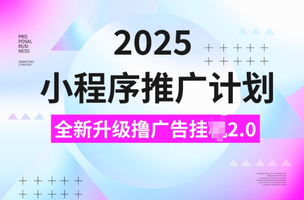 2025小程序推广计划，撸广告自动运行3.0玩法，日均5张【揭秘】