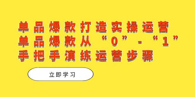单品爆款打造实操：从0到1手把手教你运营爆款步骤-54创业网