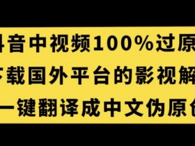 抖音电影解说搬运赚钱：国外视频一键翻译中文，100%原创过审轻松收益-54创业网