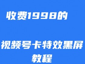 1998元视频号卡特效黑屏玩法揭秘：原创技巧轻松上热门-54创业网