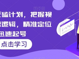 视频号运营逻辑揭秘：死磕计划教你精准定位快速起号-54创业网