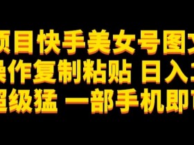 快手美女号赚钱秘籍：无脑复制日入1000+，手机操作流量爆棚【蓝海项目揭秘】-54创业网