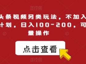 不加入中视频计划也能赚钱？今日头条视频另类玩法日入200可批量操作-54创业网