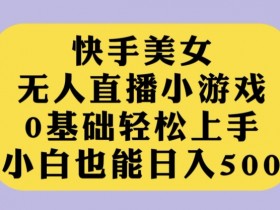 快手无人直播小游戏：0基础美女教学，小白日赚500秘籍大公开-54创业网