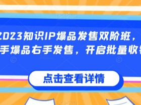 2023知识IP爆品发售双阶班：左手爆品右手发售，批量收钱实战课-54创业网