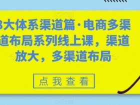 电商多渠道布局课程：8大体系教你玩转渠道放大与运营-54创业网