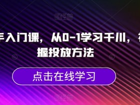 千川新手入门：0基础速成投放技巧，快速掌握千川广告方法-54创业网