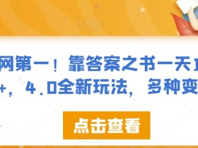 答案之书日赚1500+：4.0全新玩法揭秘，多种变现渠道，手把手教你赚钱-54创业网