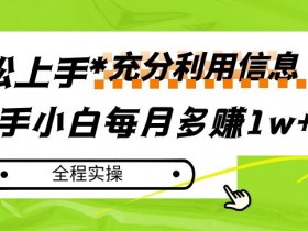 新手小白信息赚钱实操：每月多赚1w+的秘诀大公开！-54创业网
