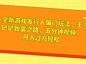 王铲铲致富：游戏发行人偏门玩法揭秘，5分钟视频轻松月入过万-54创业网