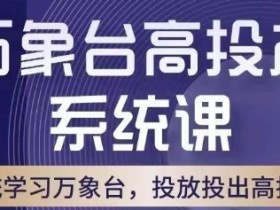 万象台高投产系统课：底层逻辑解析+多计划多工具配合，投出高ROI-54创业网