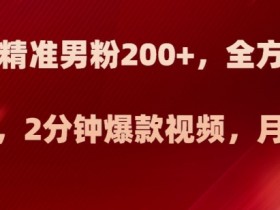 日引流200+精准男粉：美女爆款视频2分钟制作，月入2w+实战揭秘-54创业网