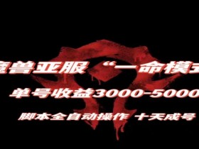 魔兽亚服一命模式10天速成：脚本全自动日赚3千-5千，保姆级教学大揭秘-54创业网