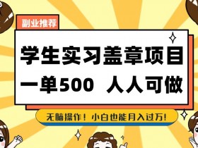 学生副业推荐：实习盖章项目一单500元，无门槛操作，小白轻松月入过万！-54创业网