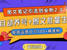 爱豆新媒：全自动养号+图文批量生成，日引500+创业粉（抖音小红书图文笔记2.0）-54创业网