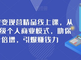 个人商业变现营：0到1升级商业模式，引爆赚钱力，身价倍增精品课-54创业网
