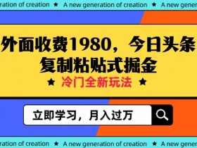 外面收费1980的今日头条赚钱项目：冷门新玩法，小白轻松日入300+实操揭秘-54创业网