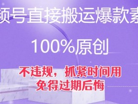 视频号爆款素材搬运技巧：100%原创不违规，抓紧用免后悔-54创业网