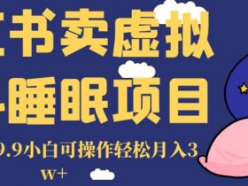 小红书虚拟资料睡眠项目：0基础月入3W+，单笔利润19.9元实操揭秘-54创业网