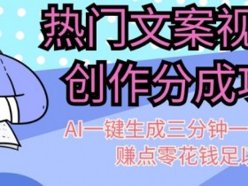AI一键生成视频号文案：3分钟创作分成赚零花钱【热门揭秘】-54创业网