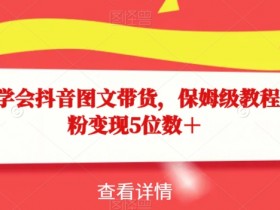 15天学会抖音图文带货：保姆级教程，千粉变现5位数+，新手必看-54创业网