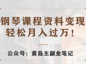 黄岛主教你钢琴课变现：视频版实操玩法，轻松赚取第一桶金-54创业网