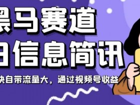视频号起号快自带流量大？黑马赛道每日信息简讯揭秘视频号收益技巧-54创业网
