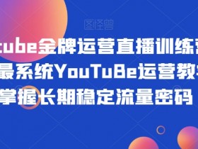 YouTube运营培训：金牌直播训练营，系统教学掌握稳定流量密码-54创业网