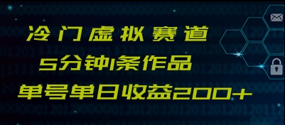 冷门赛道赚钱：5分钟1条作品，单号日赚200+-54创业网