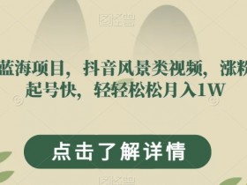 抖音风景视频：蓝海项目揭秘，轻松月入1W，涨粉起号快！-54创业网