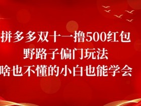拼多多双十一500元红包攻略：0基础小白速领野路子玩法揭秘-54创业网