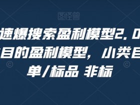 淘宝极速爆搜索盈利模型2.0：小类目高客单标品非标全类目实操-54创业网