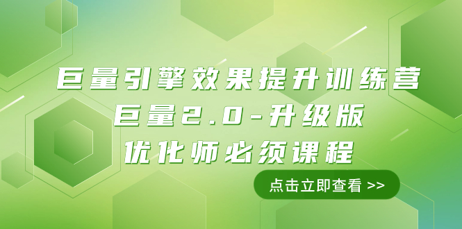 巨量2.0效果提升训练营：111节优化师必备课程，巨量引擎升级版实战教学-54创业网