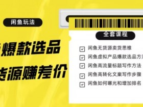 闲鱼无货源赚差价教程：11节课教你爆款选品、找货源、引流变现-54创业网