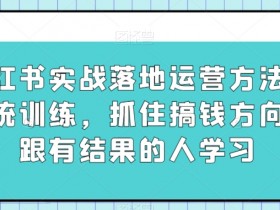 小红书运营实战：系统训练+搞钱方向，跟有结果的人学赚钱-54创业网