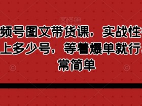 视频号图文带货课：实战爆单技巧，简单操作快速起号-54创业网