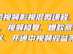 短视频影视混剪教程：PR剪辑+视频修复+爆款案例教学，快速开通中视频收益-54创业网