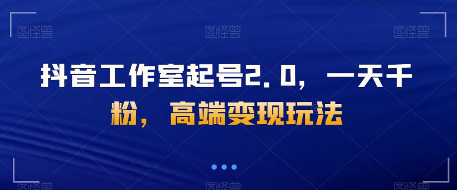 抖音工作室起号2.0,一天千粉,高端变现玩法【揭秘】 抖音工作室起号2.0,一天千粉,高端变现玩法【揭秘】