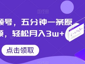 5分钟原创视频轻松月入3w+：抖音视频号赚钱秘诀大公开-54创业网