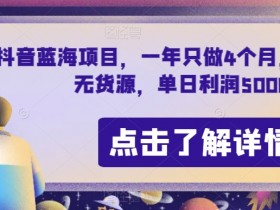 抖音无货源蓝海项目：空手套日赚5000+，一年仅做4个月暴利玩法大揭秘-54创业网