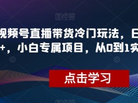 视频号直播带货冷门玩法揭秘：小白0基础日入1000+实战教学-54创业网