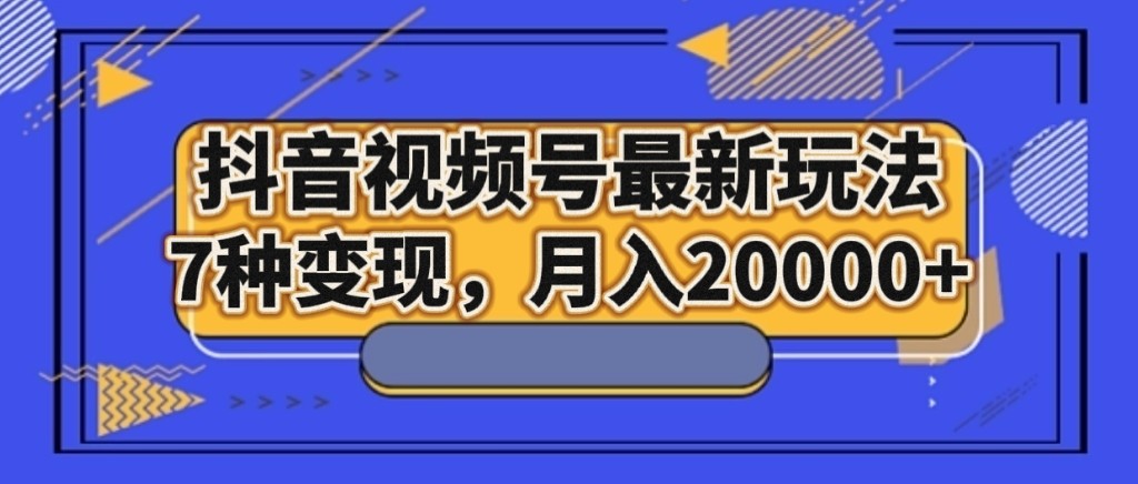 抖音视频号7种最新变现玩法：轻松月入2万+实战教程-54创业网