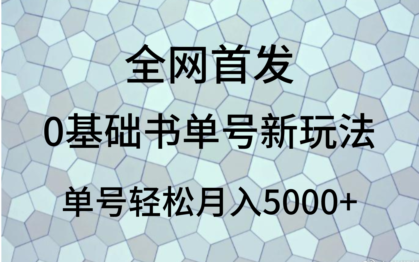 0基础书单号赚钱新玩法：简单操作单号月入5000+-54创业网