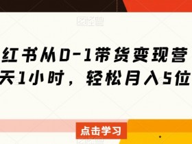 小红书带货变现营：0基础每天1小时，轻松月入5位数-54创业网