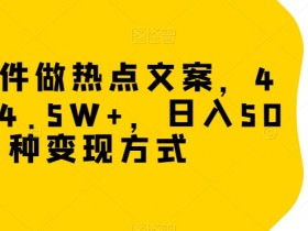 冷门软件变现秘籍：4天涨粉4.5W+日赚500+热点文案玩法大公开-54创业网