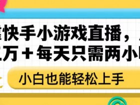 快手小游戏直播赚钱：月入3万+每天2小时，新手小白轻松上手攻略-54创业网