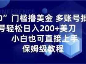 零门槛撸美金教程：多账号批量起号日赚200+刀，小白保姆级实操揭秘-54创业网