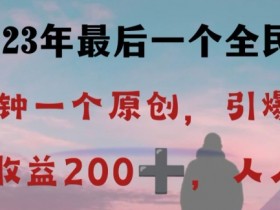 2023全民项目揭秘：反向演绎详解，日赚200+引爆评论区-54创业网